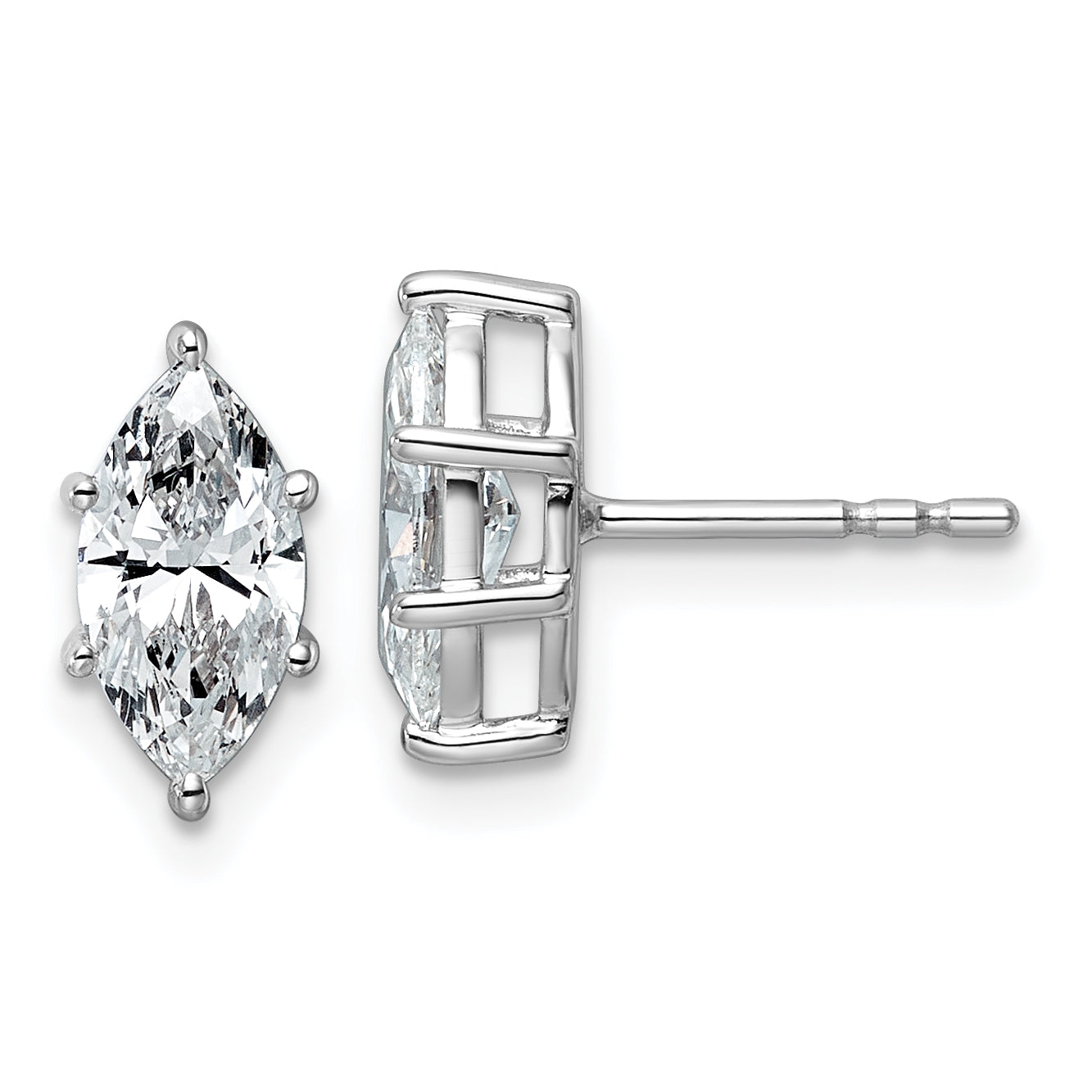 14kw 1 1/2 ctw Lab Grown Diamond VS+ F+ Marquise 6 Prong Earring Main image