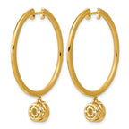 14ky Certified Round Bezel Dangle Lab Grown Diamond VS+ F+ Hoop Earrings