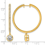 14ky Certified Round Bezel Dangle Lab Grown Diamond VS+ F+ Hoop Earrings