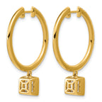 14ky Certified Princess Bezel Dangle Lab Grown Diamond VS+ F+ Hoop Earrings