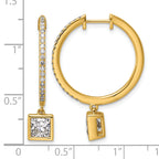 14ky Certified Princess Bezel Dangle Lab Grown Diamond VS+ F+ Hoop Earrings