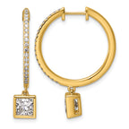 14ky Certified Princess Bezel Dangle Lab Grown Diamond VS+ F+ Hoop Earrings