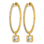 14ky Certified Princess Bezel Dangle Lab Grown Diamond VS+ F+ Hoop Earrings
