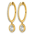 14ky Certified Oval Bezel Dangle Lab Grown Diamond VS+ F+ Hoop Earrings