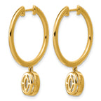 14ky Certified Oval Bezel Dangle Lab Grown Diamond VS+ F+ Hoop Earrings