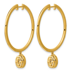 14ky Certified Oval Bezel Dangle Lab Grown Diamond VS+ F+ Hoop Earrings