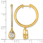14ky Certified Pear Bezel Dangle Lab Grown Diamond VS+ F+ Hoop Earrings