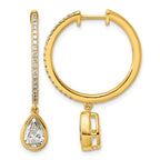 14ky Certified Pear Bezel Dangle Lab Grown Diamond VS+ F+ Hoop Earrings
