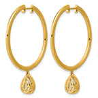 14ky Certified Pear Bezel Dangle Lab Grown Diamond VS+ F+ Hoop Earrings