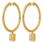 14ky Certified Emerald Bezel Dangle Lab Grown Diamond VS+ F+ Hoop Earrings