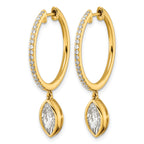 14ky Certified Marquise Bezel Dangle Lab Grown Diamond VS+ F+ Hoop Earrings