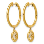 14ky Certified Marquise Bezel Dangle Lab Grown Diamond VS+ F+ Hoop Earrings