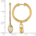 14ky Certified Marquise Bezel Dangle Lab Grown Diamond VS+ F+ Hoop Earrings