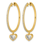 14ky Certified Heart Bezel Dangle Lab Grown Diamond VS+ F+ Hoop Earrings