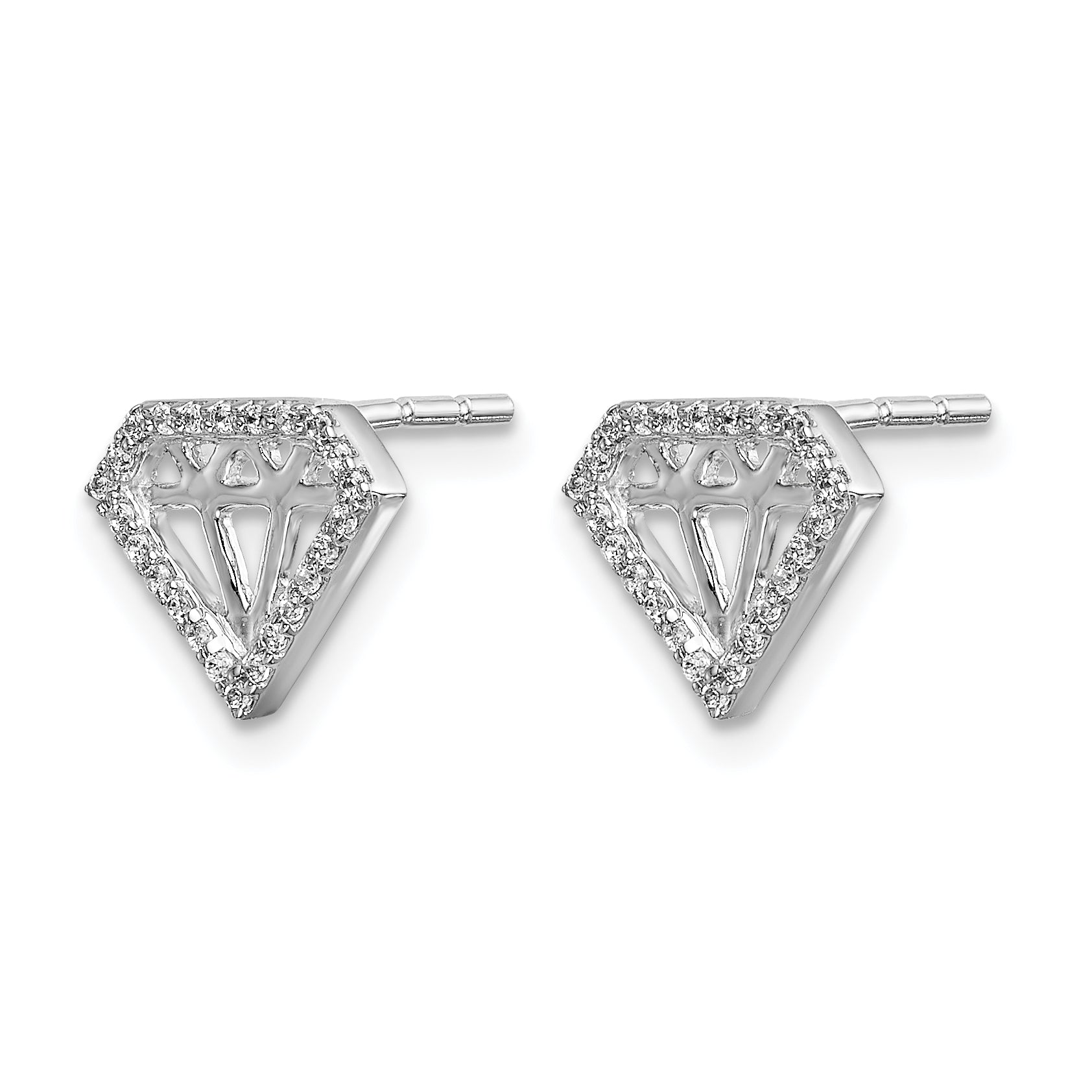 10k White Gold Diamond Gemstone-Shaped Earrings