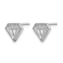 10k White Gold Diamond Gemstone-Shaped Earrings