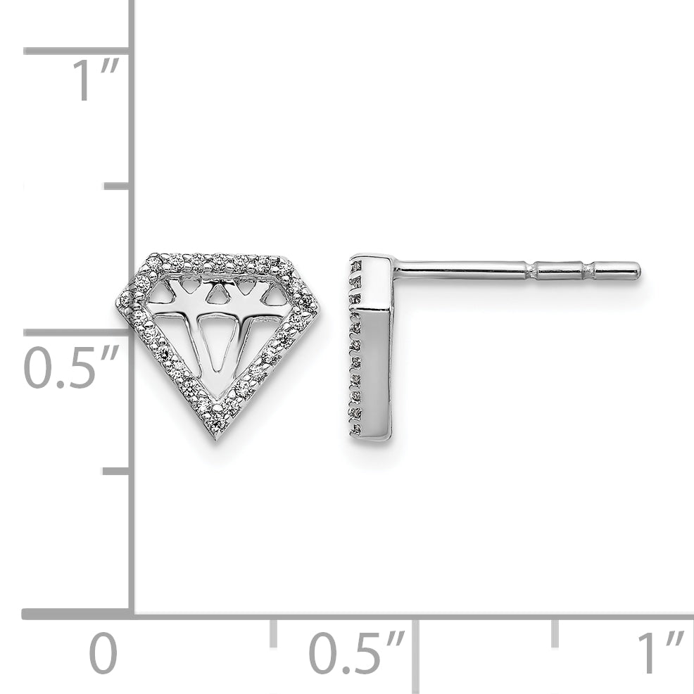 10k White Gold Diamond Gemstone-Shaped Earrings