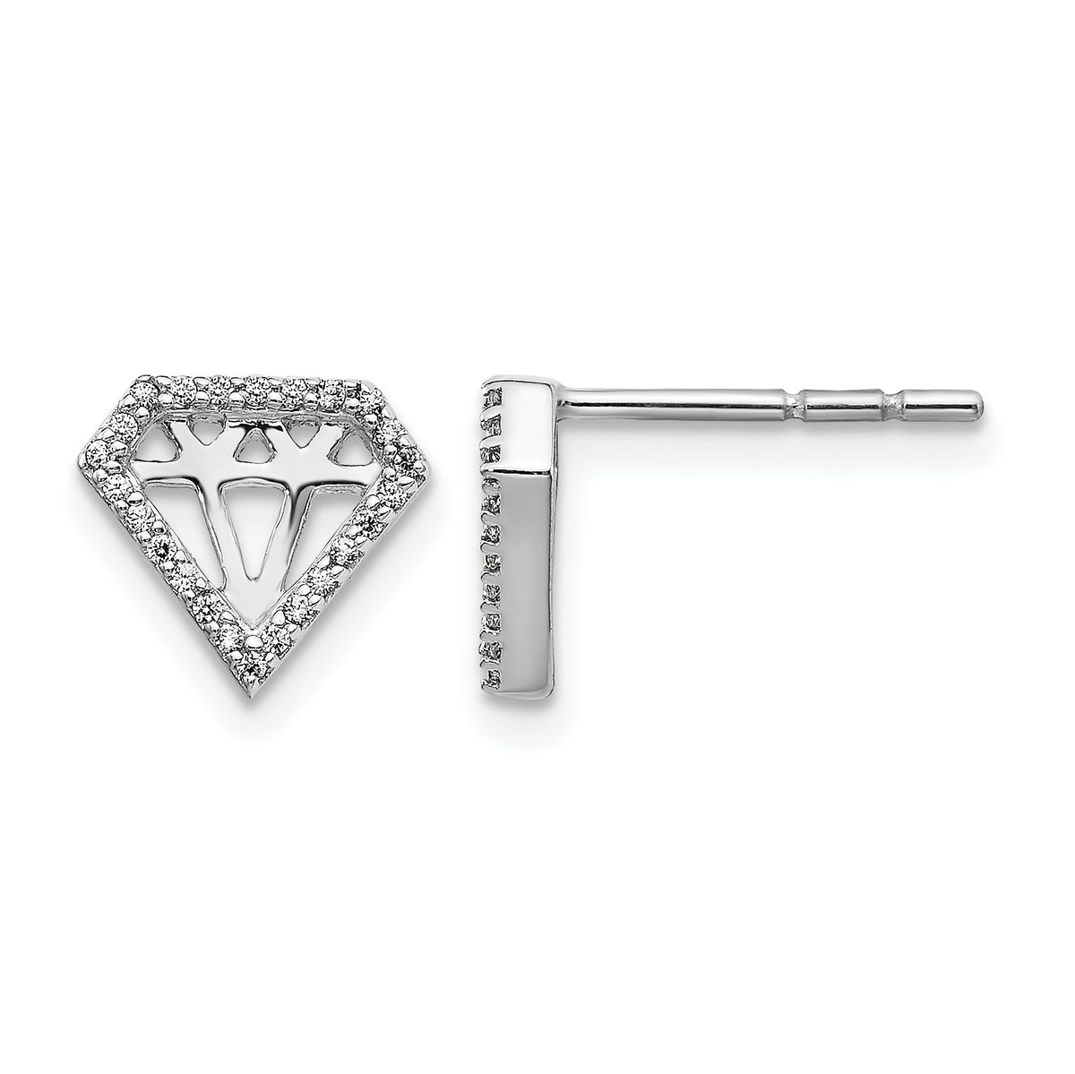 10k White Gold Diamond Gemstone-Shaped Earrings