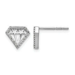 10k White Gold Diamond Gemstone-Shaped Earrings