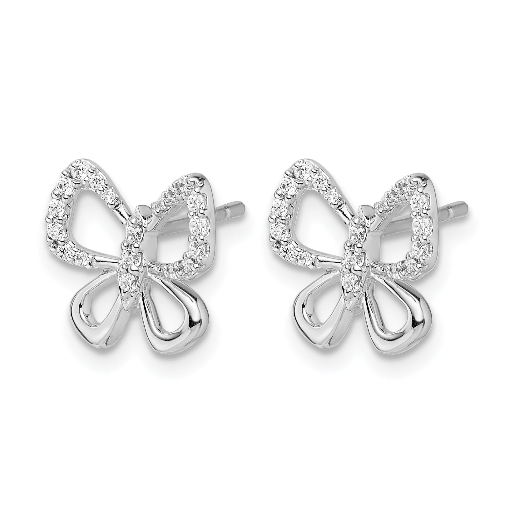 14k White Gold Diamond Butterfly Earrings