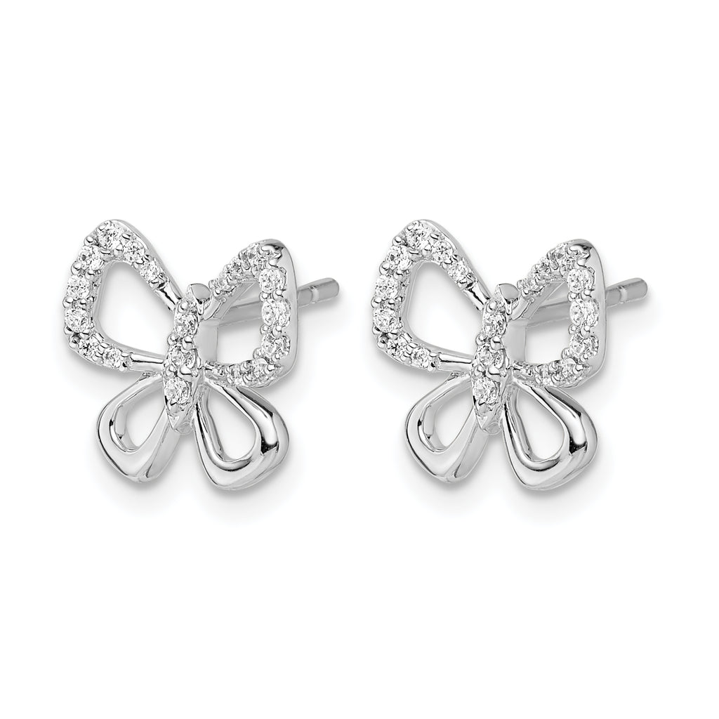 14K White Gold 1/6 ct Lab-Created Diamond VS/SI+ G+ Butterfly Post Earrings