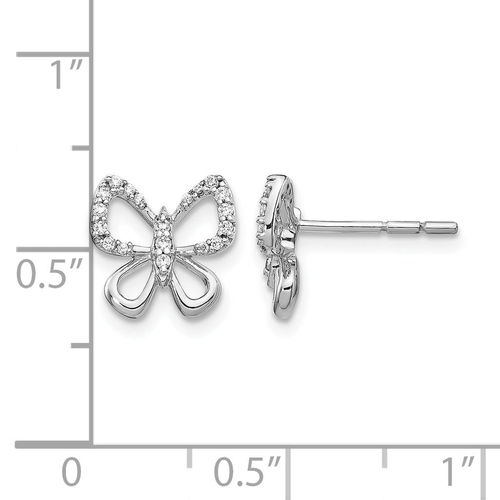 14K White Gold 1/6 ct Lab-Created Diamond VS/SI+ G+ Butterfly Post Earrings