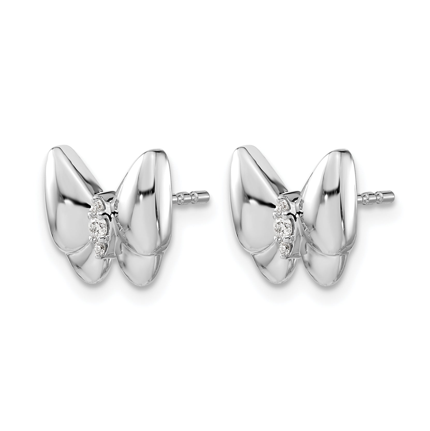 14k White Gold Diamond Butterfly Earrings