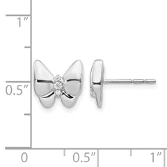 14k White Gold Diamond Butterfly Earrings