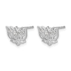 14k White Gold Diamond Lotus Flower Earrings