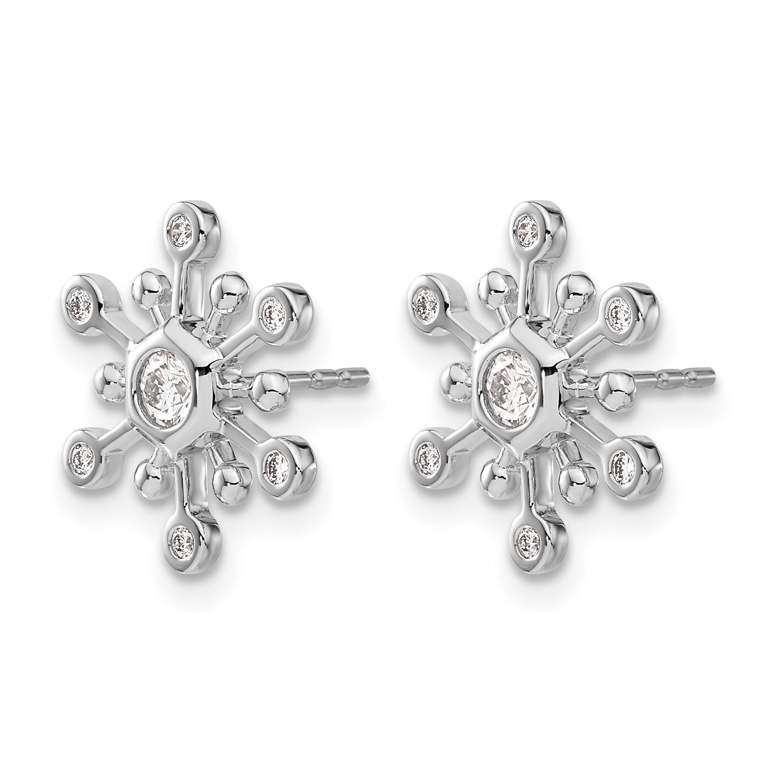 14k White Gold Diamond Snowflake Earrings Secondary image