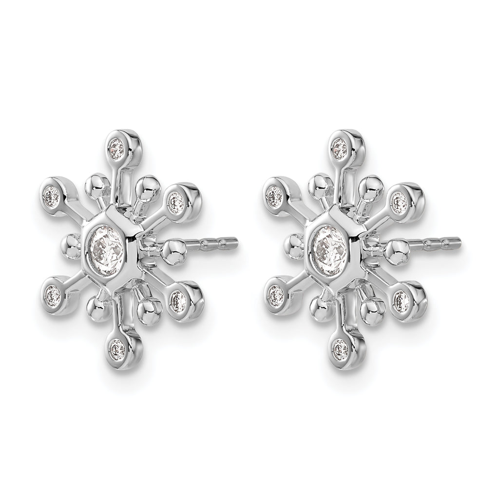 14k White Gold Diamond Snowflake Earrings