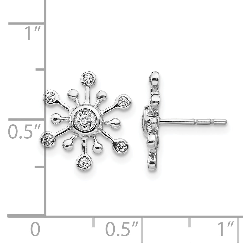 14k White Gold Diamond Snowflake Earrings