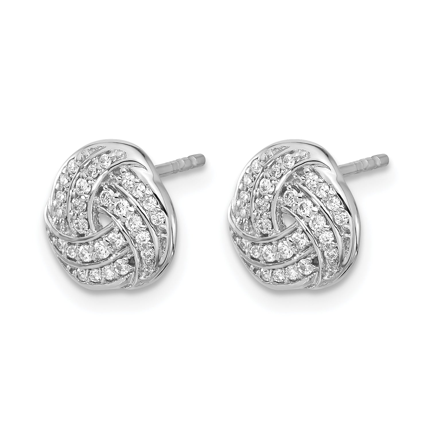 14k White Gold 1/4 carat Lab Grown Diamond VS/SI+ G+ Love Knot Post Earrings Secondary image