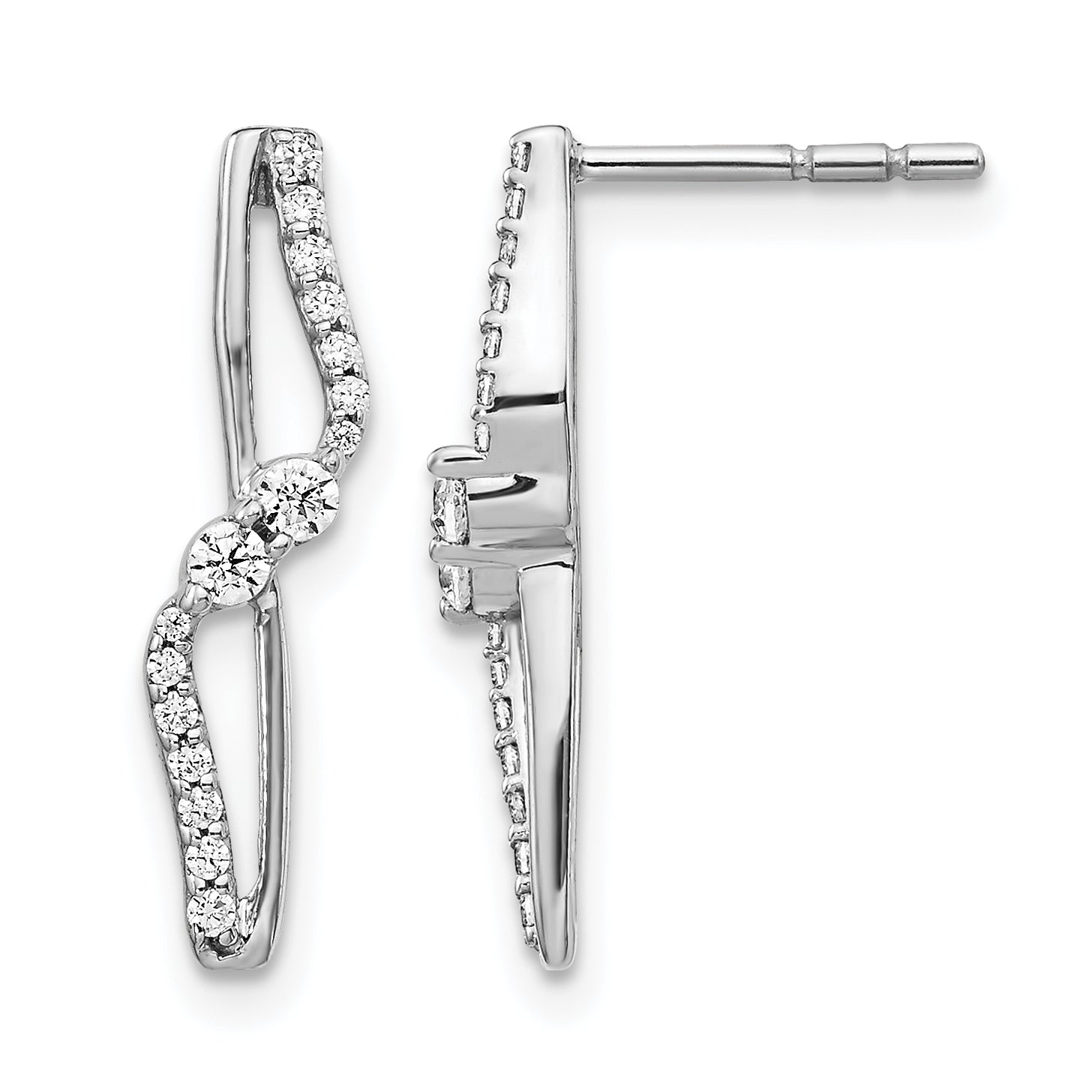 14k White Gold 1/4 carat Lab Grown Diamond VS/SI+ G+ Complete Fashion Post Earrings Main image