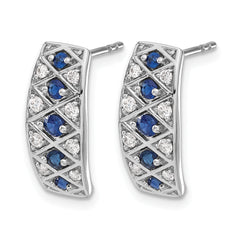 14K White Gold Lab Grown Diamond VS/SI+ G+ & Cr. Sapphire Fancy Earr
