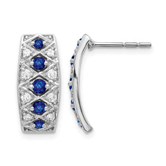 14K White Gold Lab Grown Diamond VS/SI+ G+ & Cr. Sapphire Fancy Earr