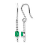 14k White Gold 1/8 carat Lab Grown Diamond VS/SI+ G+ and Created Emerald Complete Sheppards Hook Earrings