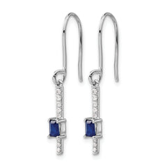 14K White Gold Lab Grown VS/SI+ G+ Dia and Created Sapphire Fancy Earrings