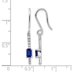 14K White Gold Lab Grown VS/SI+ G+ Dia and Created Sapphire Fancy Earrings