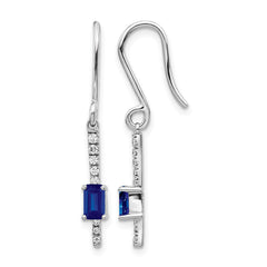 14K White Gold Lab Grown VS/SI+ G+ Dia and Created Sapphire Fancy Earrings