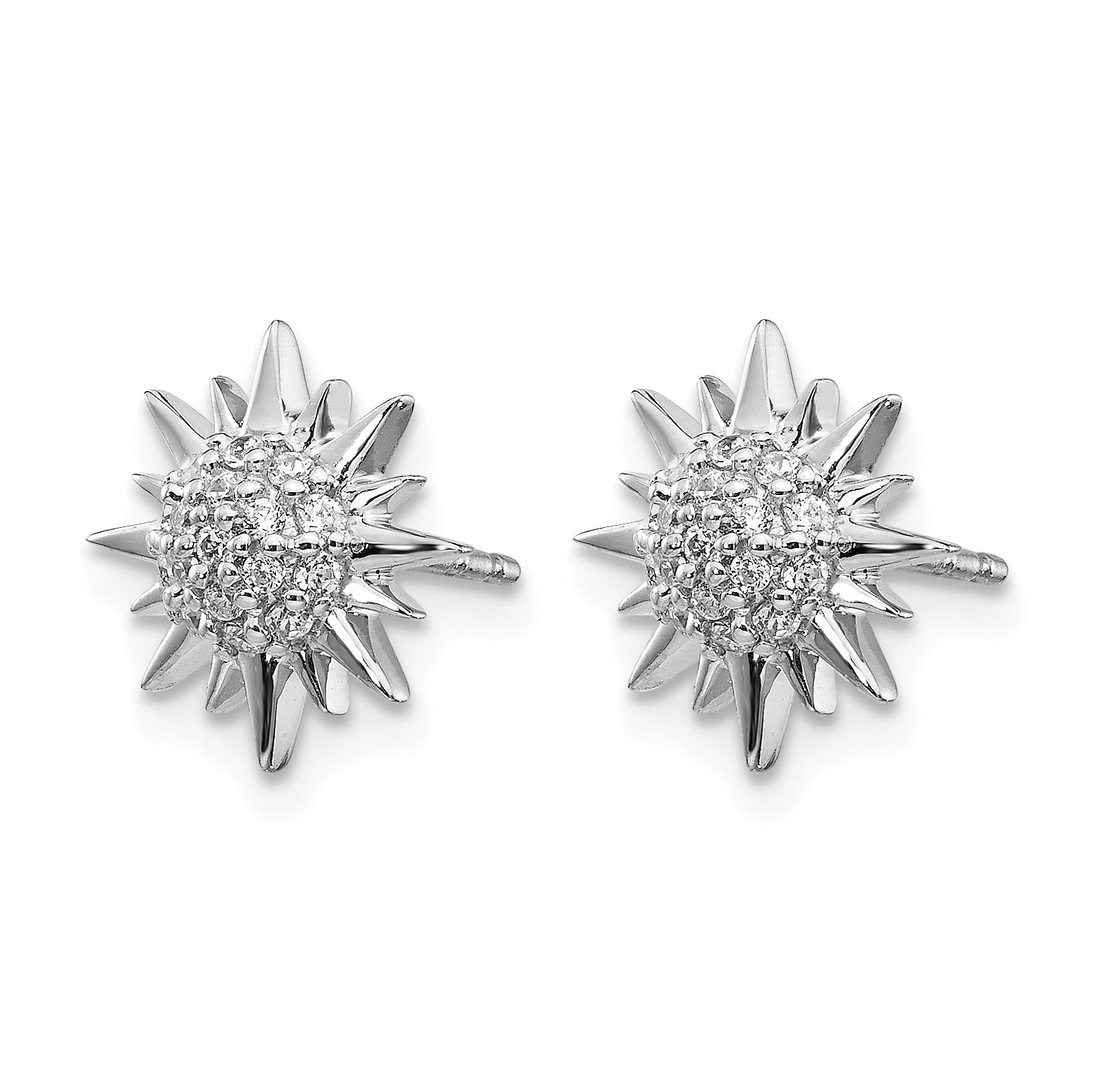 14k White Gold Diamond Fancy Sun/Star Earrings Secondary image