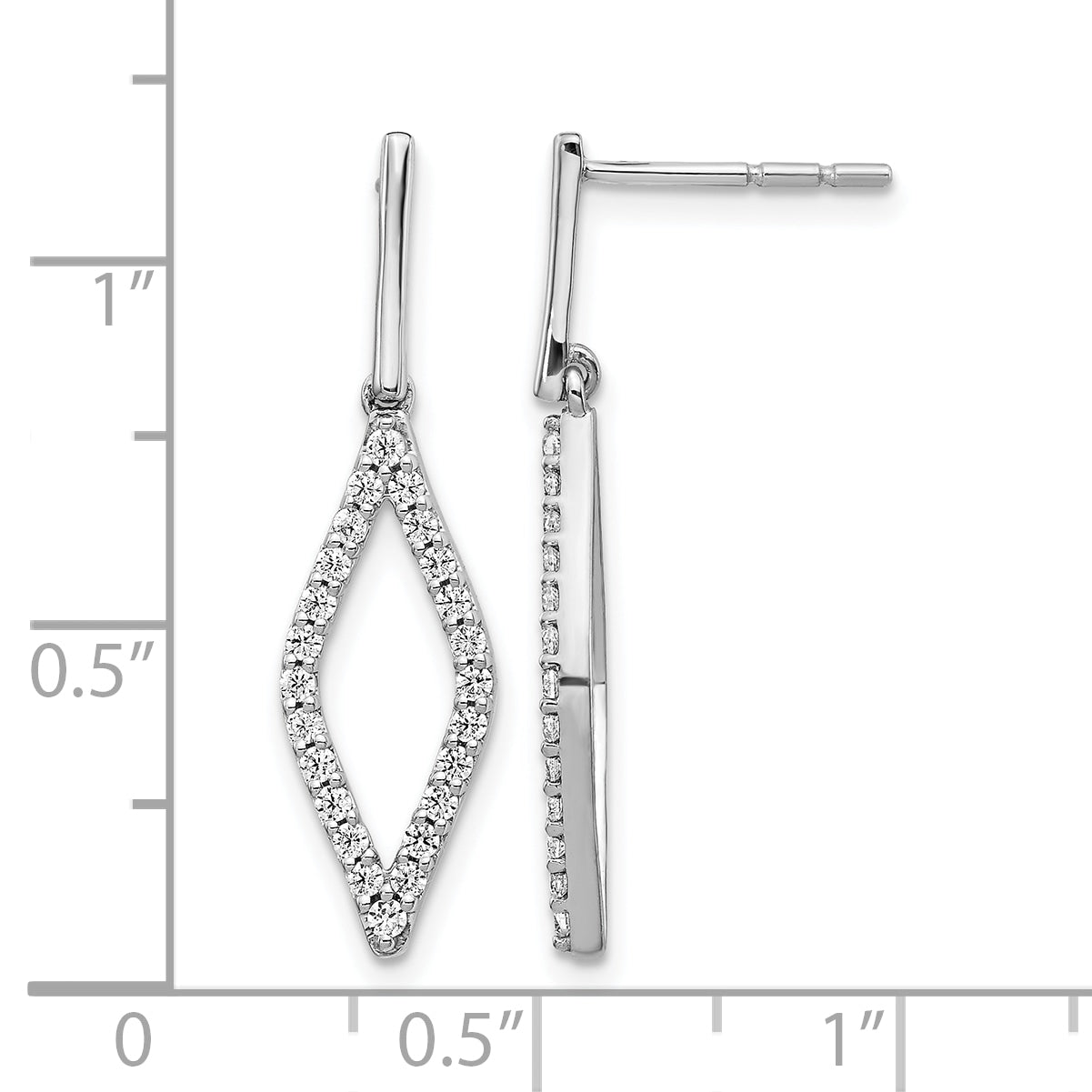 14k White Gold 1/2 carat Lab Grown Diamond VS/SI+ G+ Complete Fashion Dangle Post Earrings Secondary image