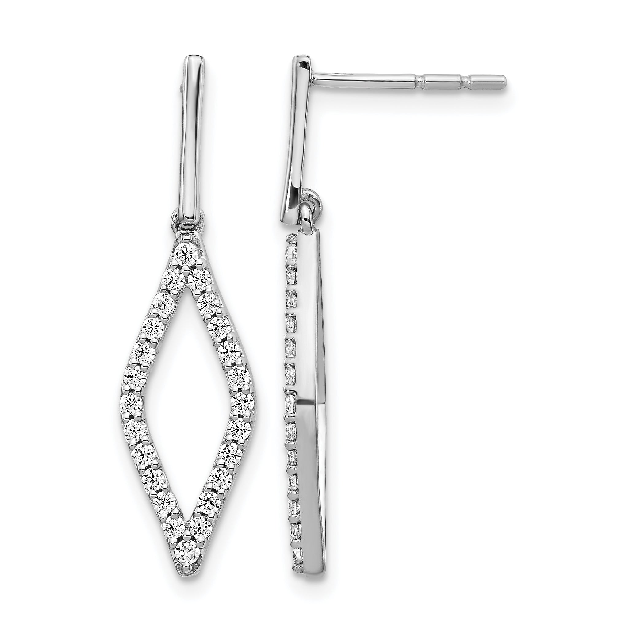 14k White Gold 1/2 carat Lab Grown Diamond VS/SI+ G+ Complete Fashion Dangle Post Earrings Main image