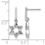 14k White Gold Diamond Star of David Dangle Earrings
