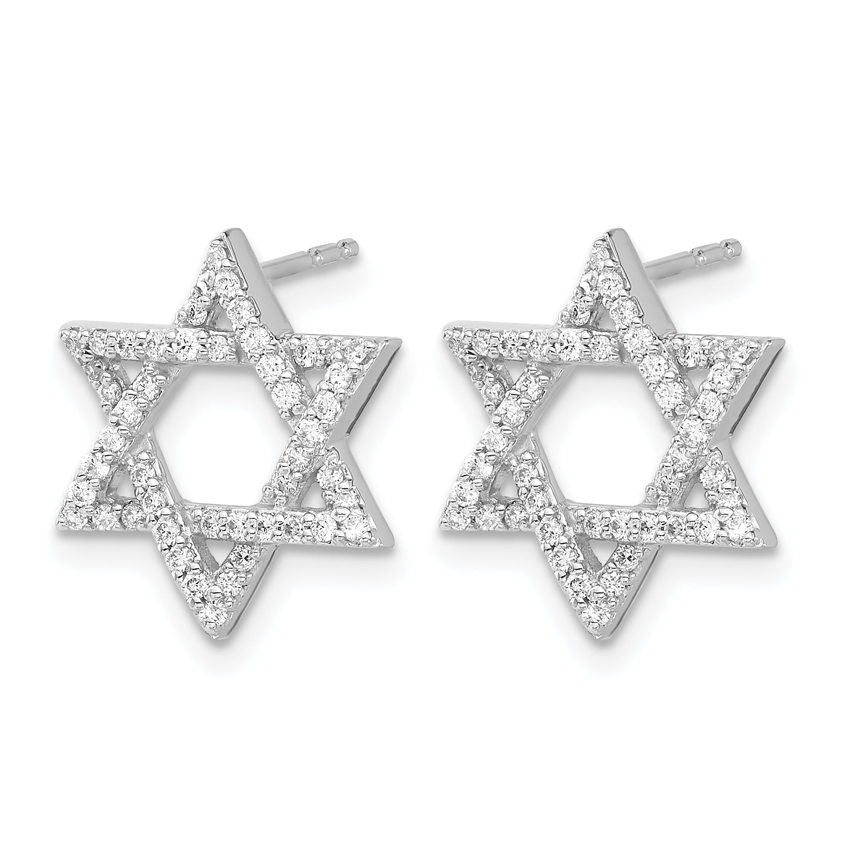 14k White Gold Diamond Star of David Earrings Secondary image