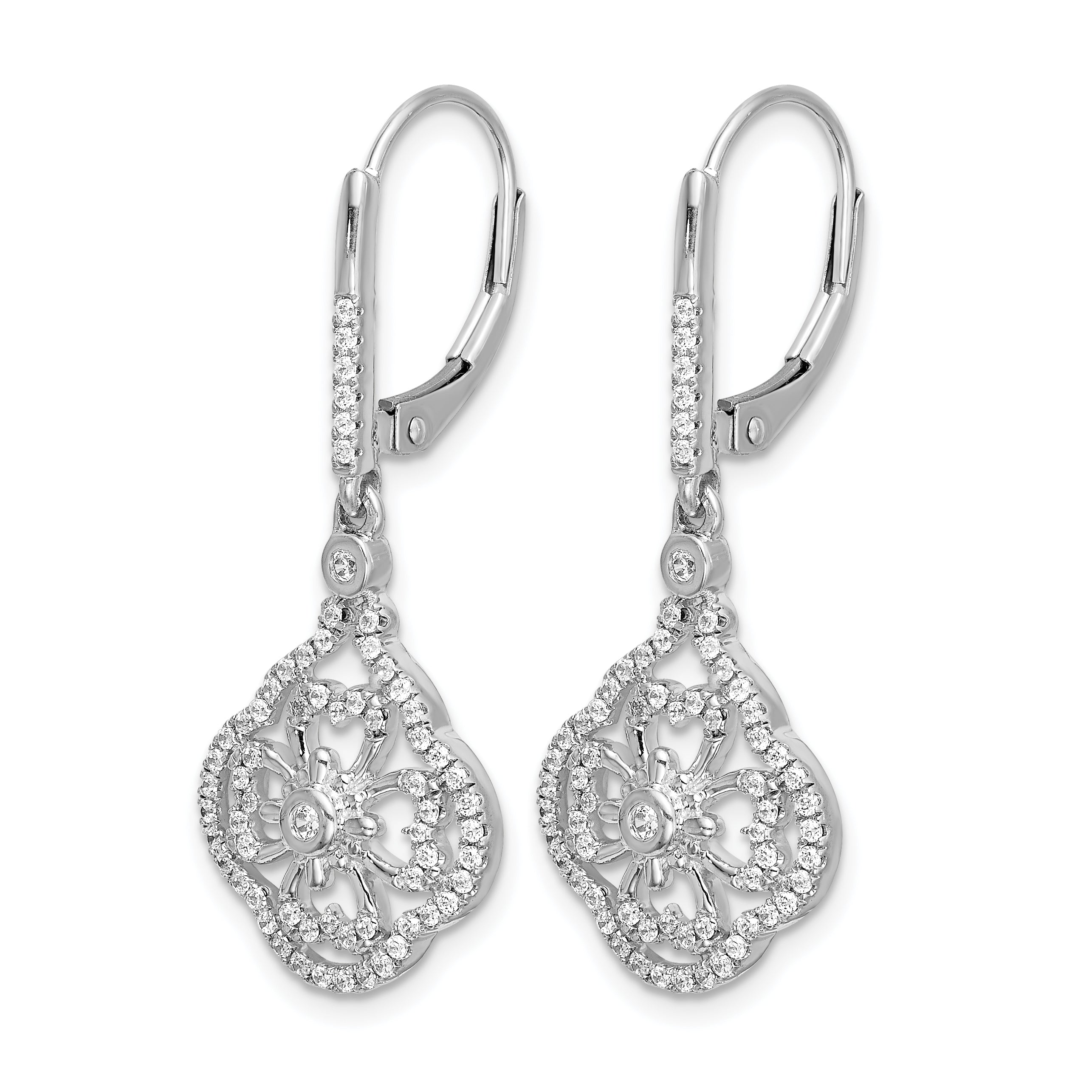 14k White Gold 1/2 carat Lab Grown Diamond VS/SI+ G+ Complete Fashion Leverback Earrings Secondary image