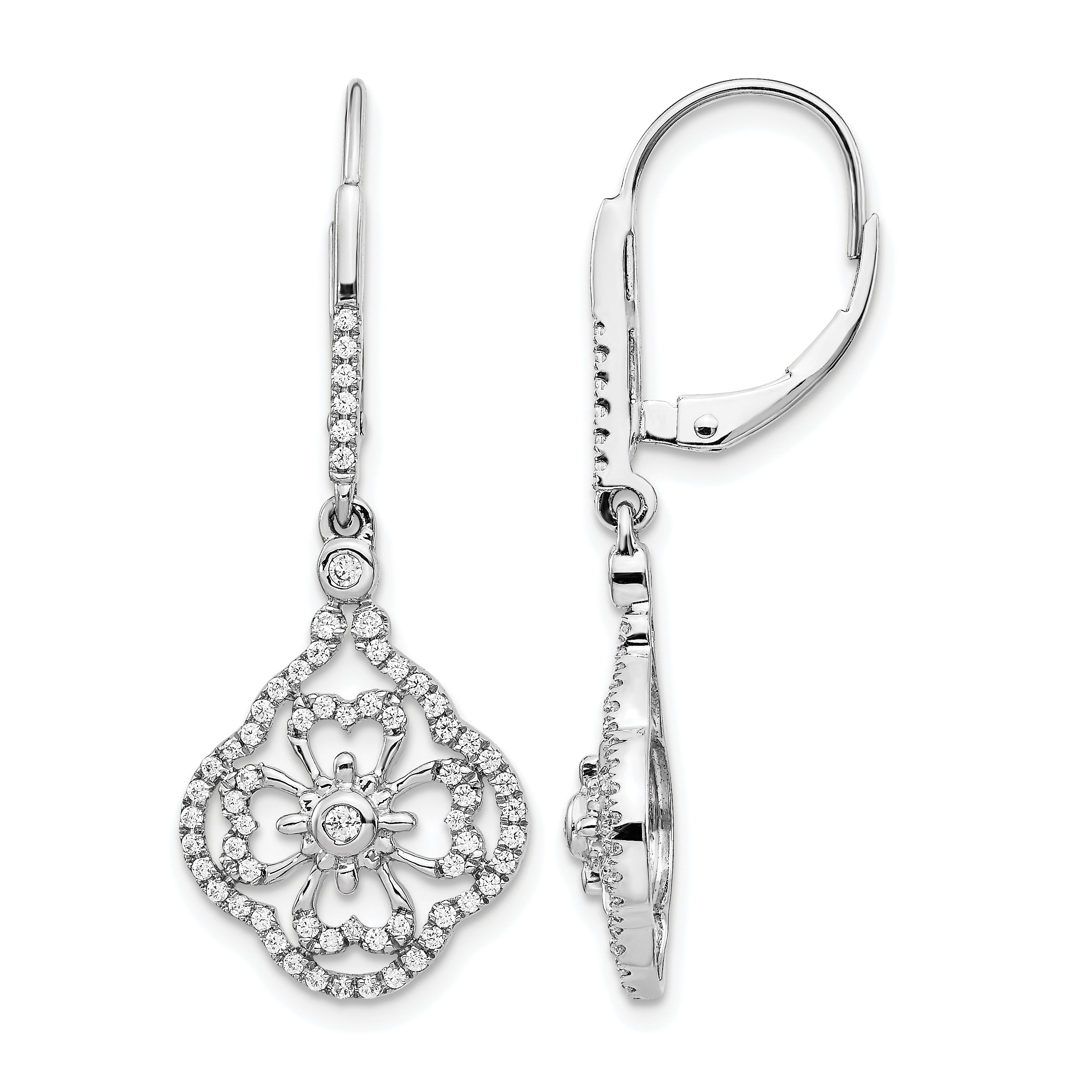 14k White Gold 1/2 carat Lab Grown Diamond VS/SI+ G+ Complete Fashion Leverback Earrings Main image