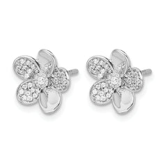 14k White Gold Diamond Flower Earrings
