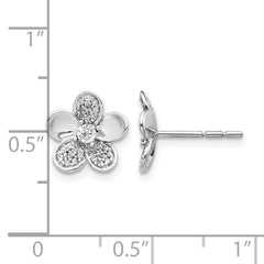 14k White Gold Diamond Flower Earrings