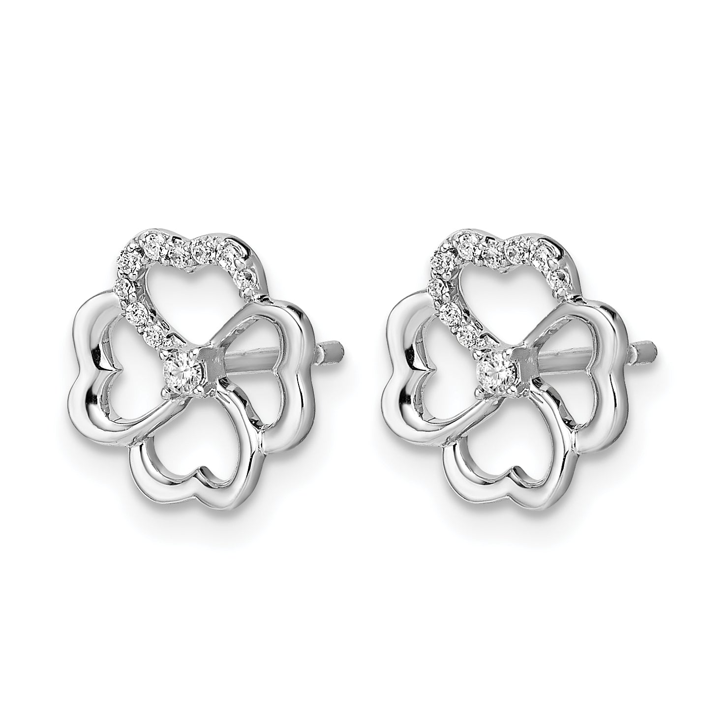 14k White Gold Diamond Fancy Clover Earrings Secondary image